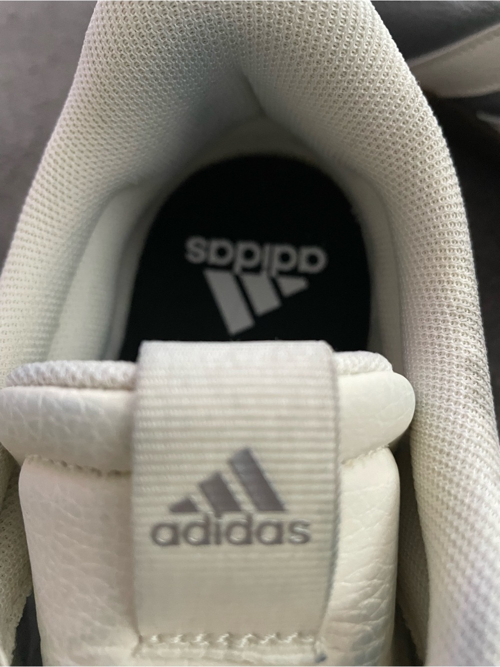 adidas Women's Silver Sneakers with White Stripes. Ribbon laces. - Picture 3 of 4